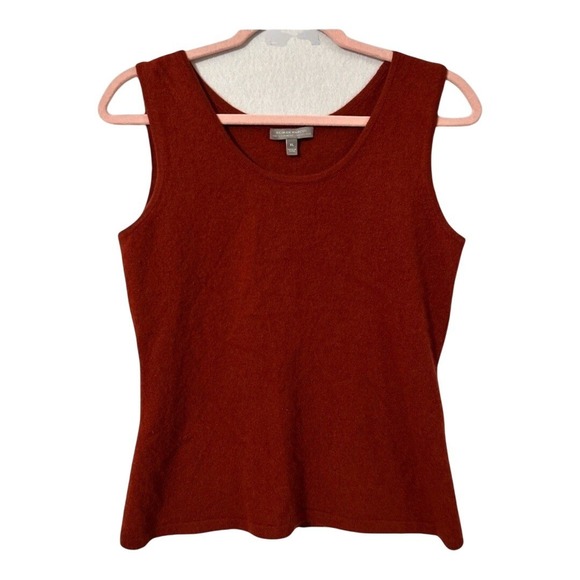 Neiman Marcus The Cashmere Collection XL Sleeveless Sweater Rust Red - Picture 1 of 4